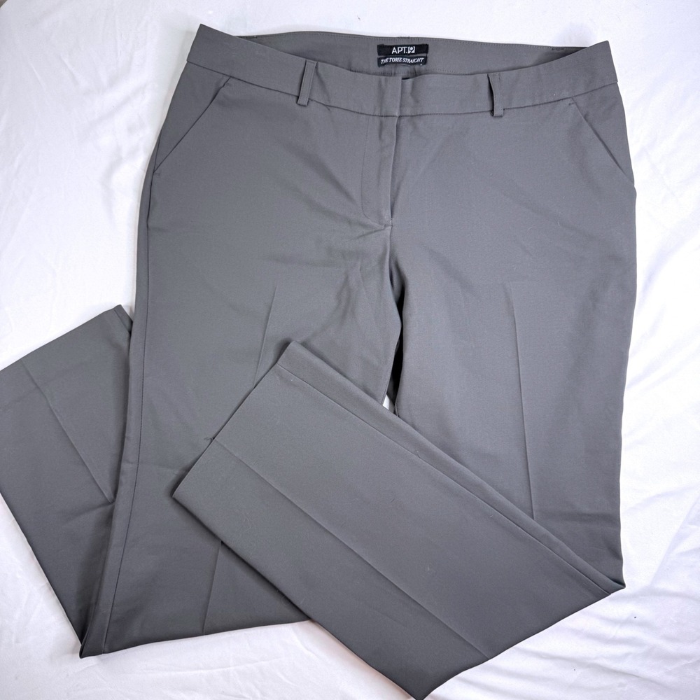 Apt 9 The Torie Straight Leg Gray Dress Pants Womens Size 14 Stretch Workwear